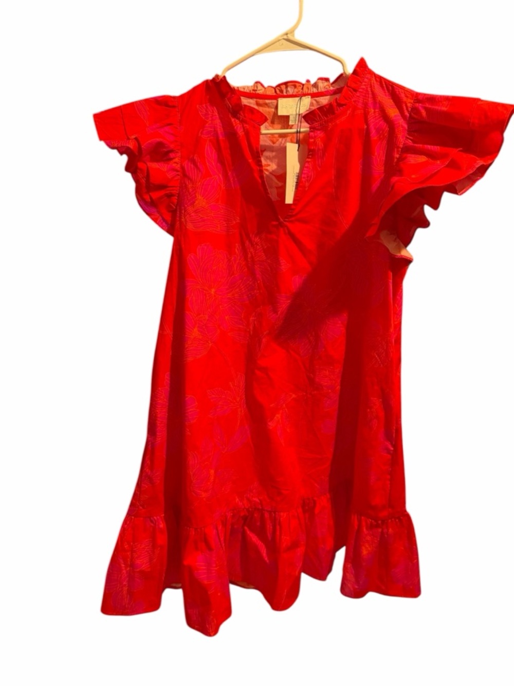 Sugarlips Bright Red Floral Midi Dress